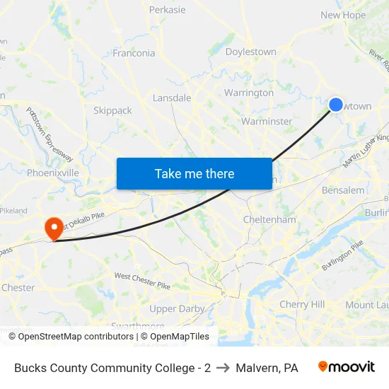Bucks County Community College - 2 to Malvern, PA map