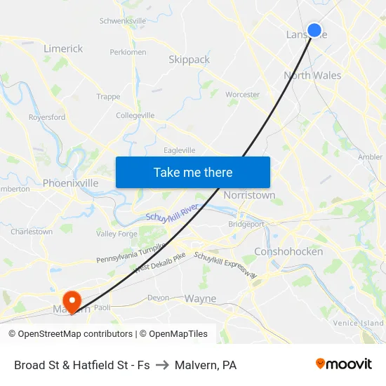Broad St & Hatfield St - Fs to Malvern, PA map
