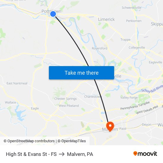 High St & Evans St - FS to Malvern, PA map
