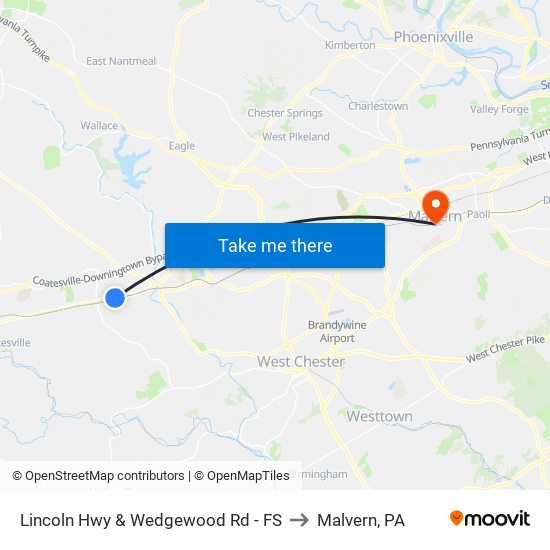 Lincoln Hwy & Wedgewood Rd - FS to Malvern, PA map