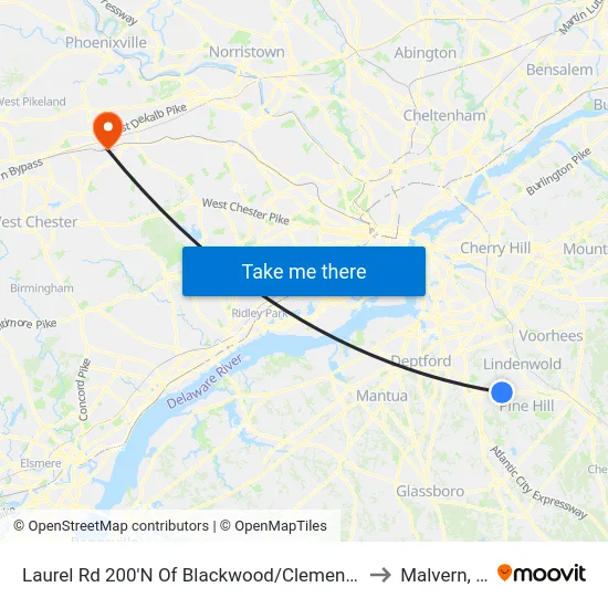 Laurel Rd 200'N Of Blackwood/Clementon Rd to Malvern, PA map