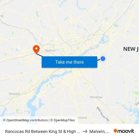 Rancocas Rd Between King St & High St to Malvern, PA map