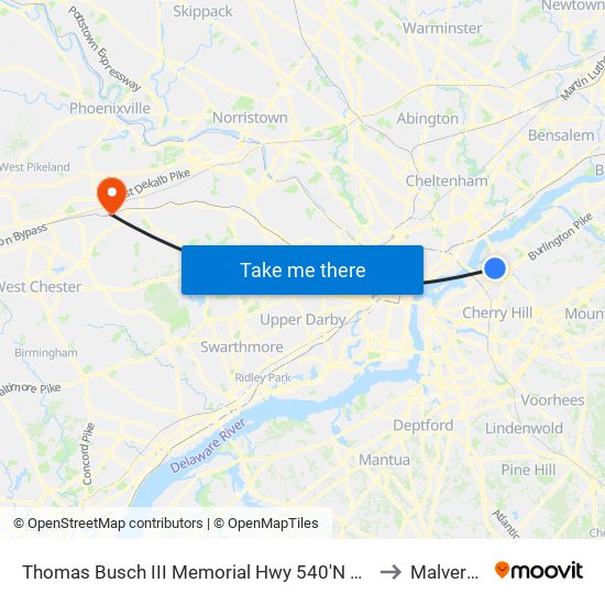 Thomas Busch III Memorial Hwy 540'N Of National H# to Malvern, PA map
