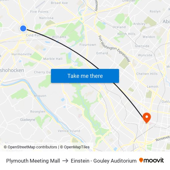 Plymouth Meeting Mall to Einstein - Gouley Auditorium map