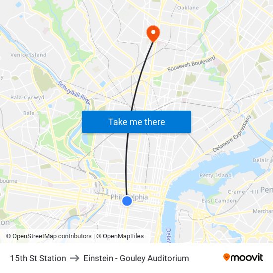 15th St Station to Einstein - Gouley Auditorium map
