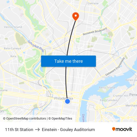 11th St Station to Einstein - Gouley Auditorium map