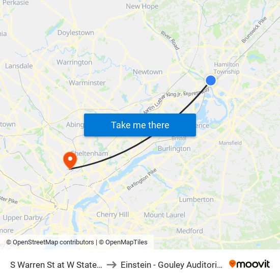 S Warren St at W State St to Einstein - Gouley Auditorium map