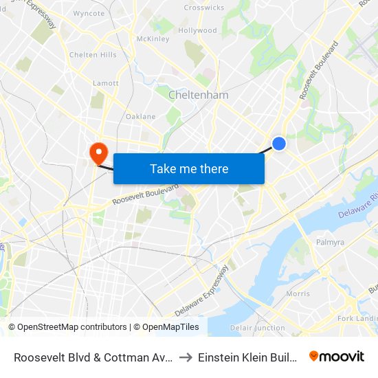 Roosevelt Blvd & Cottman Av - FS to Einstein Klein Building map