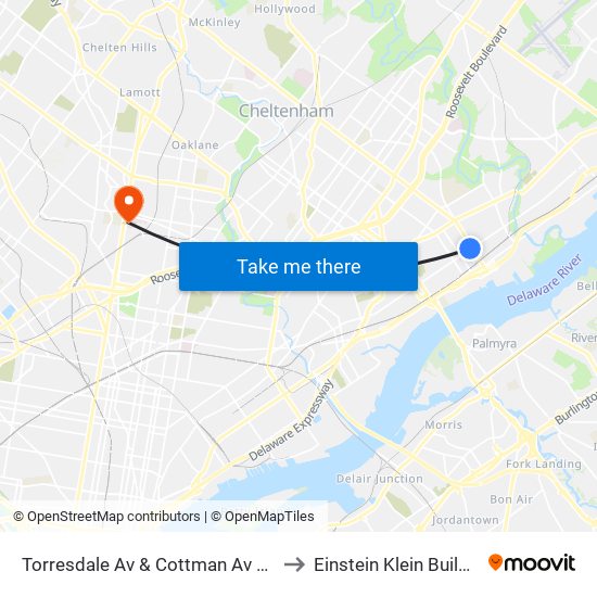 Torresdale Av & Cottman Av Loop to Einstein Klein Building map