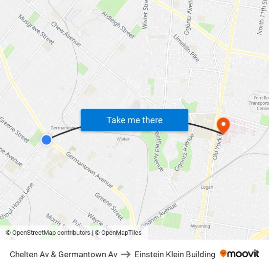 Chelten Av & Germantown Av to Einstein Klein Building map