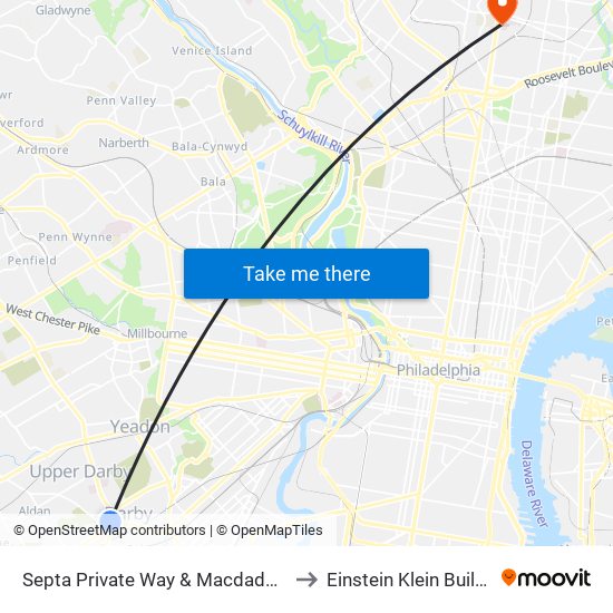 Septa Private Way & Macdade Blvd to Einstein Klein Building map