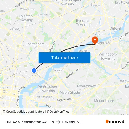 Erie Av & Kensington Av - Fs to Beverly, NJ map