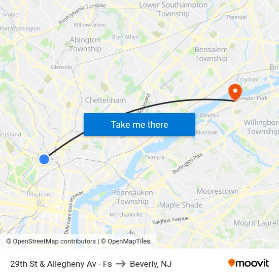 29th St & Allegheny Av - Fs to Beverly, NJ map