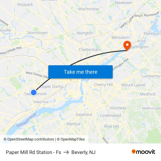Paper Mill Rd Station - Fs to Beverly, NJ map