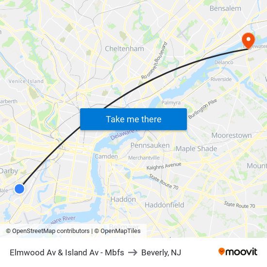Elmwood Av & Island Av - Mbfs to Beverly, NJ map