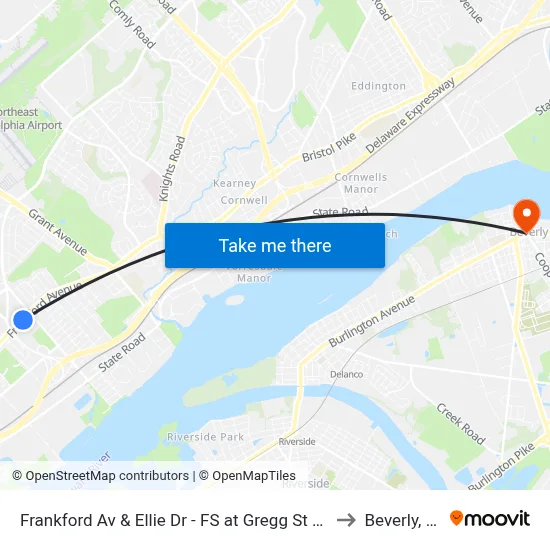 Frankford Av & Ellie Dr - FS at Gregg St Loop to Beverly, NJ map