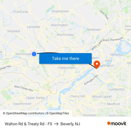 Walton Rd & Treaty Rd - FS to Beverly, NJ map