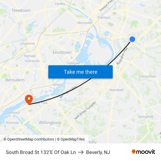South Broad St 132'E Of Oak Ln to Beverly, NJ map