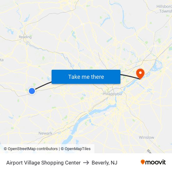 Airport Village Shopping Center to Beverly, NJ map