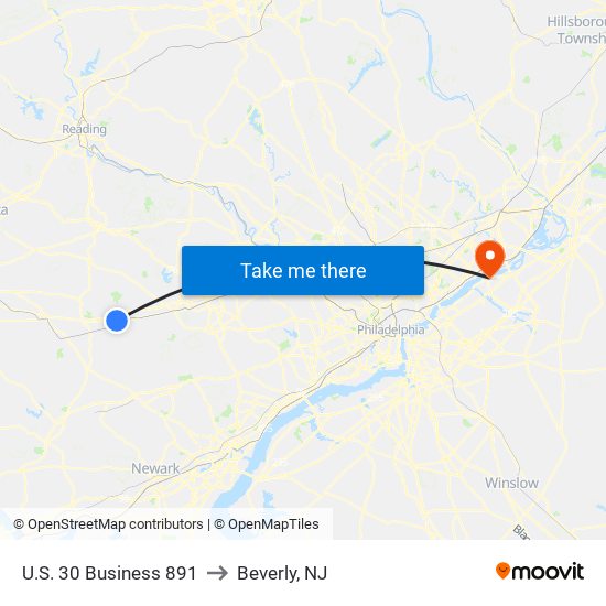 U.S. 30 Business 891 to Beverly, NJ map