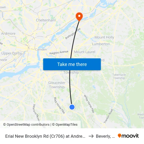 Erial New Brooklyn Rd (Cr706) at Andrews Rd to Beverly, NJ map
