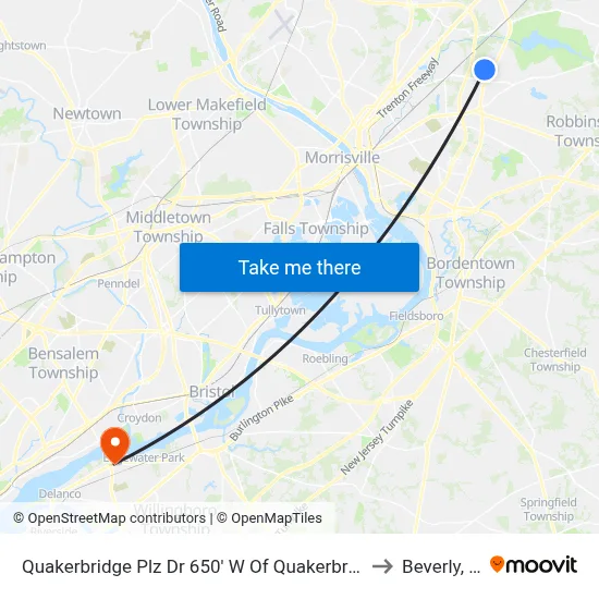 Quakerbridge Plz Dr 650' W Of Quakerbridge Rd to Beverly, NJ map