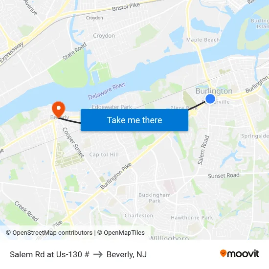 Salem Rd at Us-130 # to Beverly, NJ map
