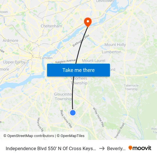 Independence Blvd 550' N Of Cross Keys Rd. (Cr689) to Beverly, NJ map