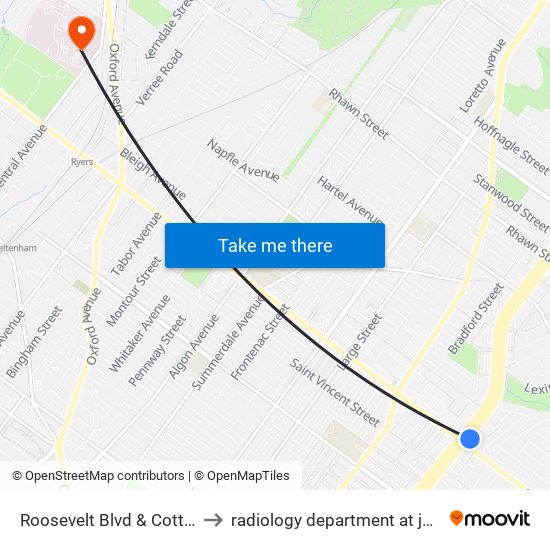 Roosevelt Blvd & Cottman Av - FS to radiology department at jeanes hospital map