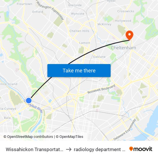 Wissahickon Transportation Center - Onsite to radiology department at jeanes hospital map