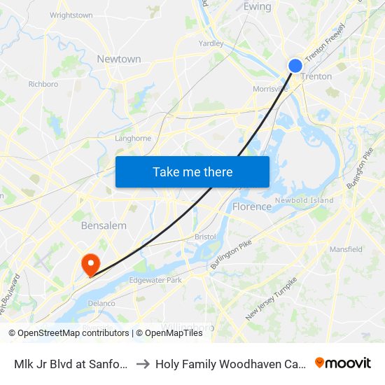 Mlk Jr Blvd at Sanford St to Holy Family Woodhaven Campus map