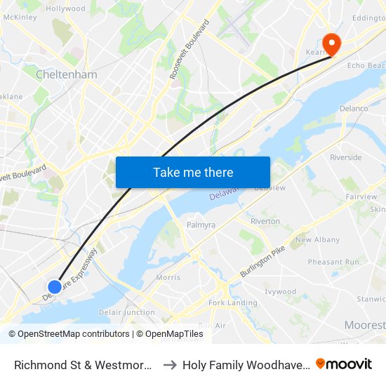 Richmond St & Westmoreland St - FS to Holy Family Woodhaven Campus map