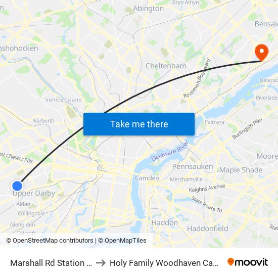 Marshall Rd Station - Fs to Holy Family Woodhaven Campus map