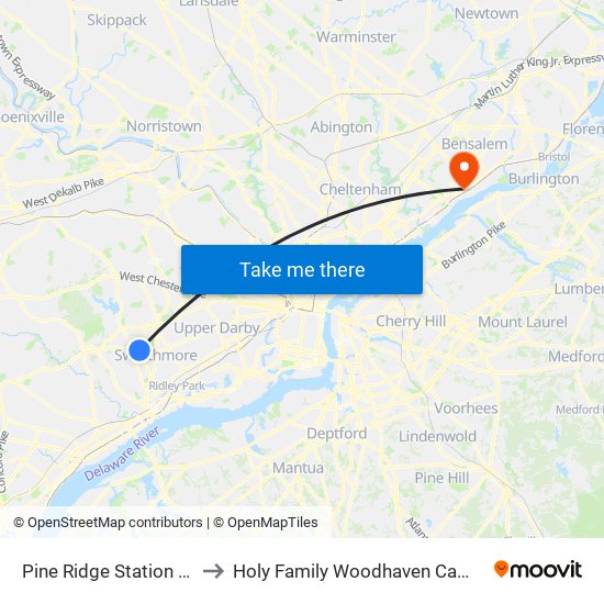 Pine Ridge Station - Fs to Holy Family Woodhaven Campus map