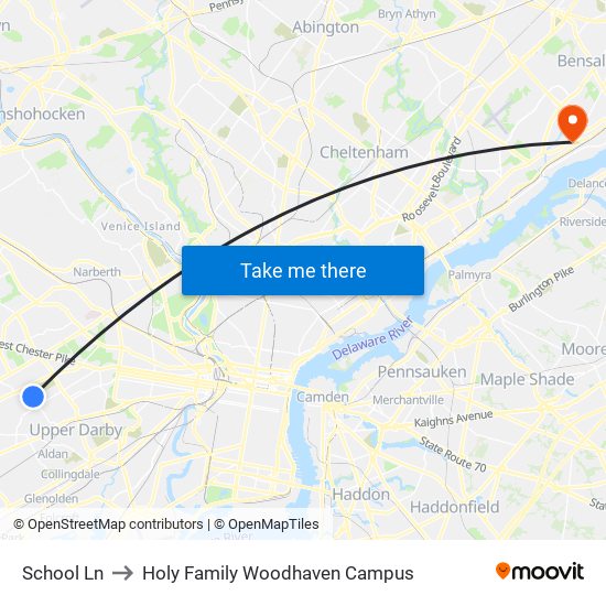 School Ln to Holy Family Woodhaven Campus map