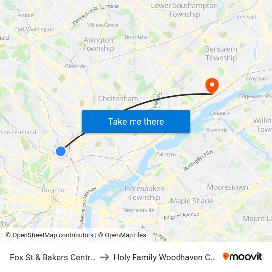 Fox St & Bakers Centre - Fs to Holy Family Woodhaven Campus map