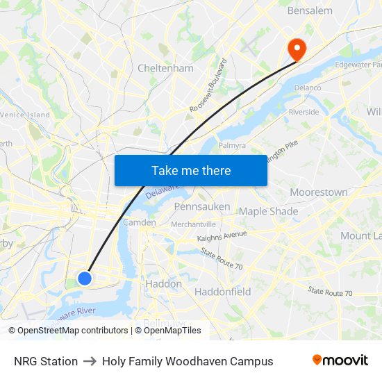 NRG Station to Holy Family Woodhaven Campus map