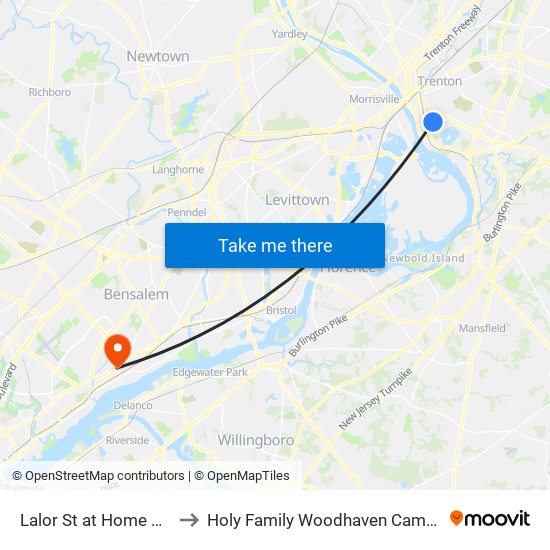 Lalor St at Home Ave to Holy Family Woodhaven Campus map