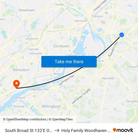 South Broad St 132'E Of Oak Ln to Holy Family Woodhaven Campus map