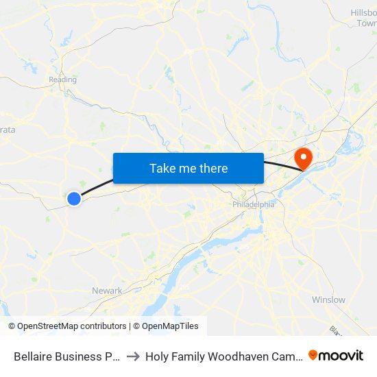 Bellaire Business Park to Holy Family Woodhaven Campus map