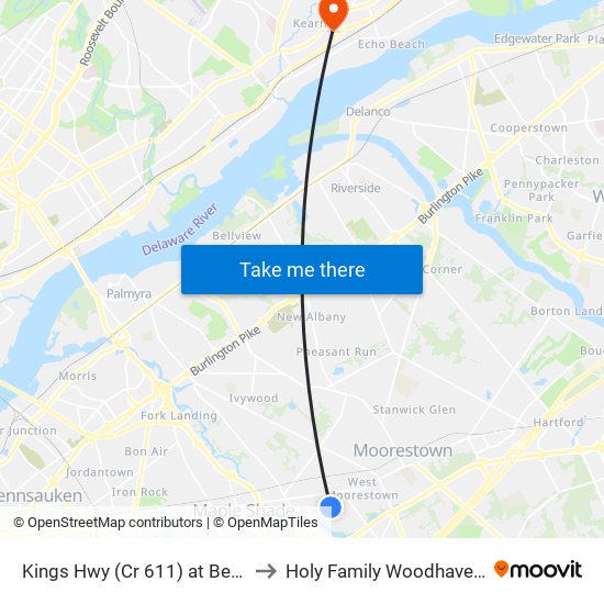 Kings Hwy (Cr 611) at Beacon Street to Holy Family Woodhaven Campus map