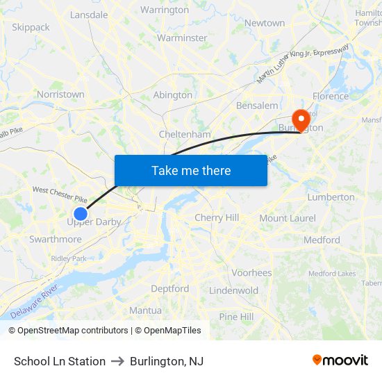School Ln Station to Burlington, NJ map