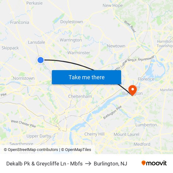 Dekalb Pk & Greycliffe Ln - Mbfs to Burlington, NJ map