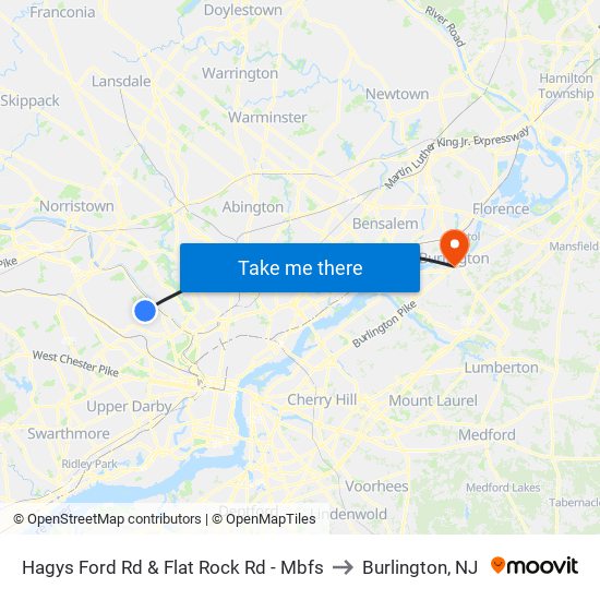 Hagys Ford Rd & Flat Rock Rd - Mbfs to Burlington, NJ map