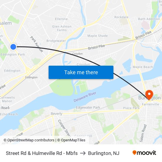 Street Rd & Hulmeville Rd - Mbfs to Burlington, NJ map