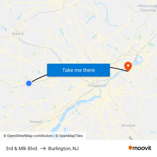3rd & Mlk Blvd. to Burlington, NJ map