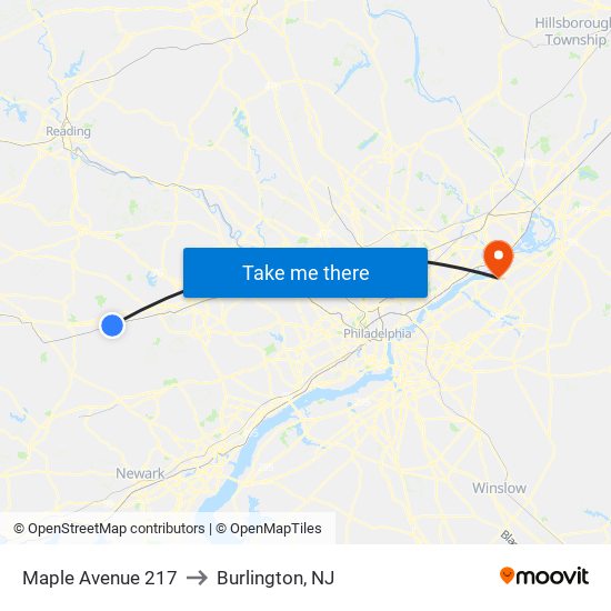 Maple Avenue 217 to Burlington, NJ map