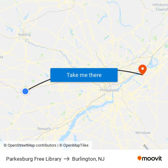 Parkesburg Free Library to Burlington, NJ map