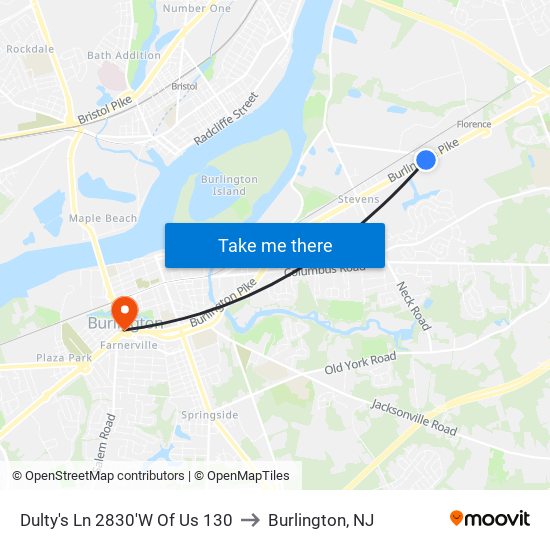 Dulty's Ln 2830'W Of Us 130 to Burlington, NJ map