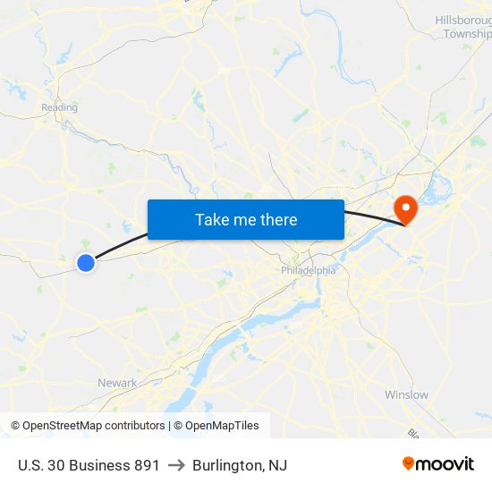 U.S. 30 Business 891 to Burlington, NJ map